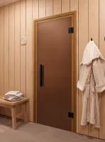 дверь фаворит black (бронза матовое) 190x70, 8 мм, 2 петли, термо короб хвоя, банный эксперт