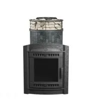 печь для бани прометалл атмосфера l в ламелях пироксенит + сетка new с тоннелем