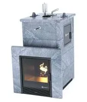 печь для бани изистим сочи м2 в 4-х стор.кожух из талькохлорита закр.верх, вход справа футеровка
